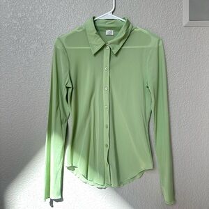 Wilfred Sheer Button-Up Top in Green